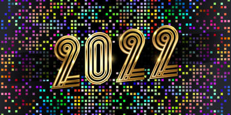 Happy New Year 2022 golden logo text design. Vector illustration concept