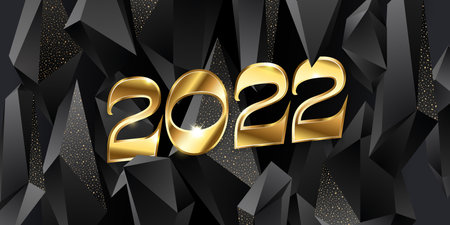 Happy New Year 2022 golden logo text design. Vector illustration conceptのイラスト素材