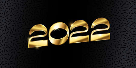 Happy New Year 2022 golden logo text design. Vector illustration conceptのイラスト素材