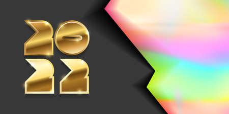 Happy New Year 2022 golden logo text design. Vector illustration conceptのイラスト素材
