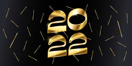 Happy New Year 2022 golden logo text design. Vector illustration conceptのイラスト素材