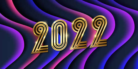 Happy New Year 2022 golden logo text design. Vector illustration conceptのイラスト素材