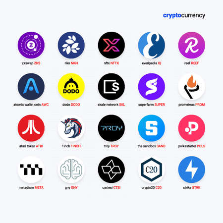 Crypto currency coins digital payment system blockchain concept.のイラスト素材