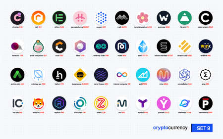 Crypto currency coins digital payment system blockchain concept.のイラスト素材