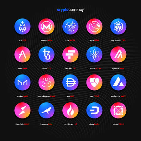 Crypto currency coins digital payment system blockchain concept.のイラスト素材