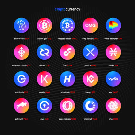Crypto currency coins digital payment system blockchain concept.のイラスト素材