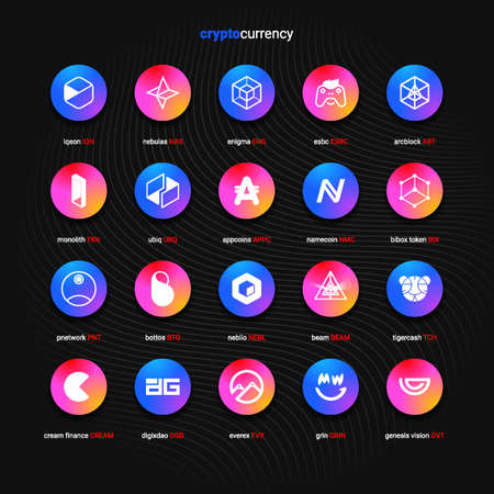 Crypto currency coins digital payment system blockchain concept.のイラスト素材