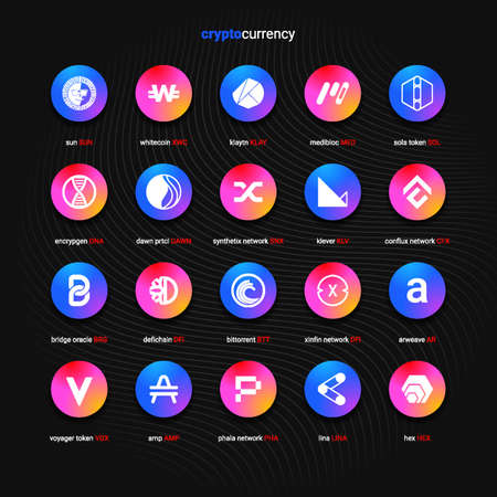 Crypto currency coins digital payment system blockchain concept.のイラスト素材