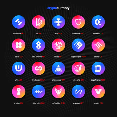 Crypto currency coins digital payment system blockchain concept.のイラスト素材
