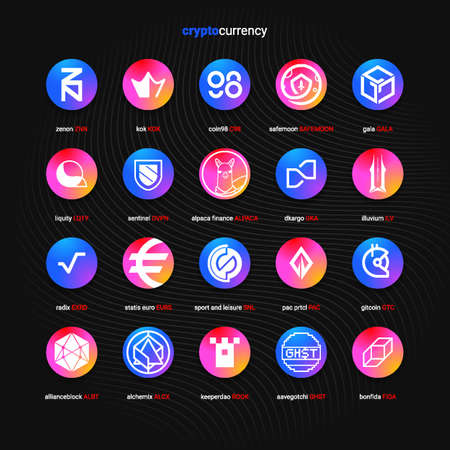 Crypto currency coins digital payment system blockchain concept.のイラスト素材