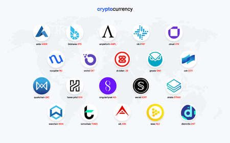Crypto currency coins digital payment system blockchain concept.のイラスト素材