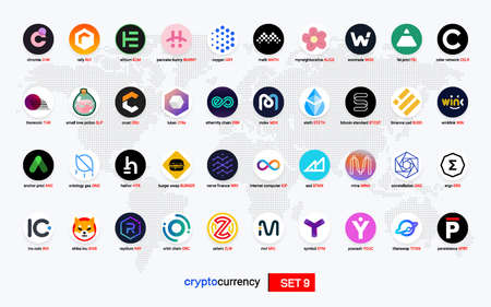Crypto currency coins digital payment system blockchain concept.のイラスト素材