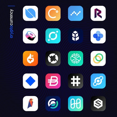 Crypto currency coins digital payment system blockchain concept.のイラスト素材