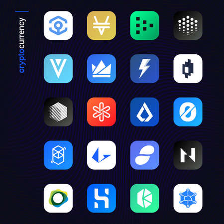 Crypto currency coins digital payment system blockchain concept.のイラスト素材