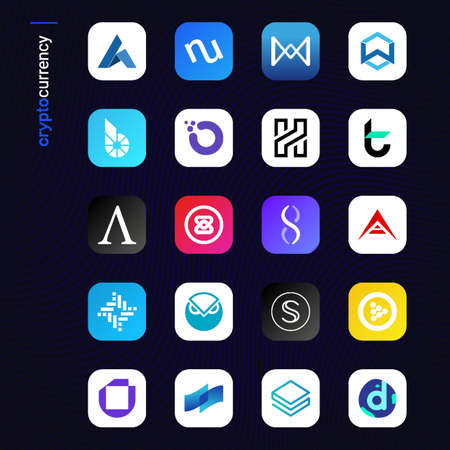 Crypto currency coins digital payment system blockchain concept.のイラスト素材