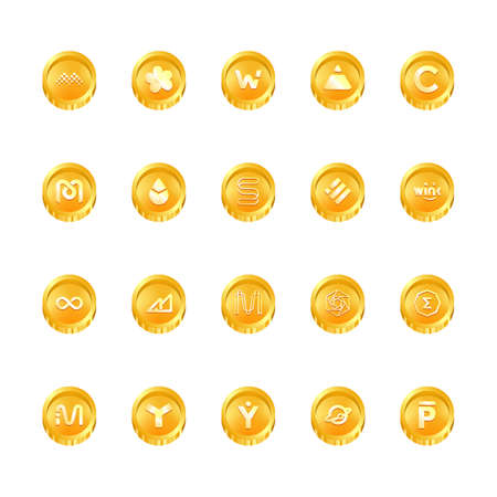 Crypto currency coins digital payment system blockchain concept.のイラスト素材