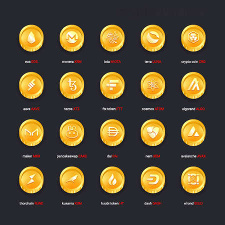 Crypto currency coins digital payment system blockchain concept.のイラスト素材