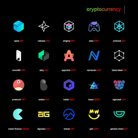 Crypto currency coins digital payment system blockchain concept.のイラスト素材