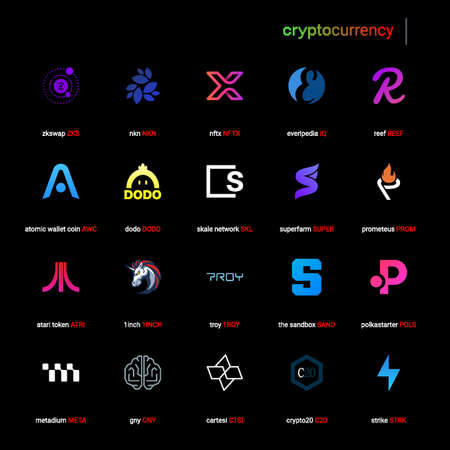 Crypto currency coins digital payment system blockchain concept.のイラスト素材