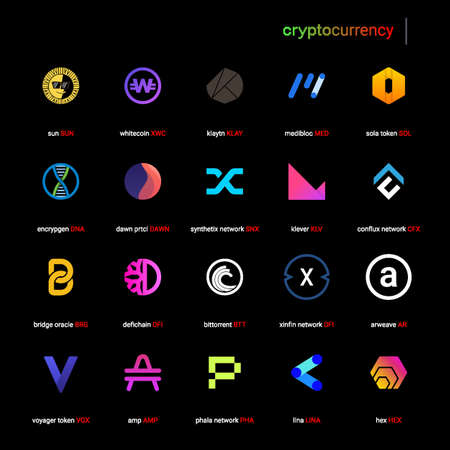 Crypto currency coins digital payment system blockchain concept.のイラスト素材