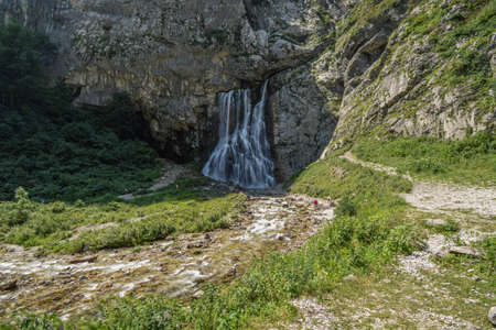 gega waterfall in summer general planの写真素材