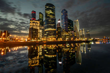 Moscow city general view from the other side of the riverの写真素材