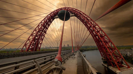 Russia Moscow Picturesque bridge across the Moscow riverの写真素材