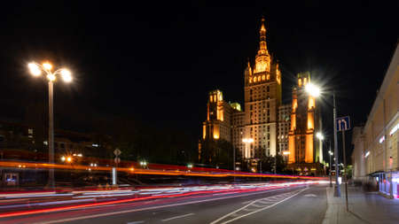 Moscow skyscraper on Barrikadnaya one of 7 sistersの写真素材