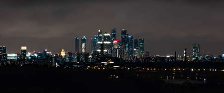 Moscow city from afar with a bird's eye viewの写真素材
