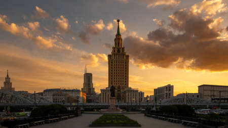 Moscow high-rise hotel Leningradskaya one of 7 sistersのeditorial素材