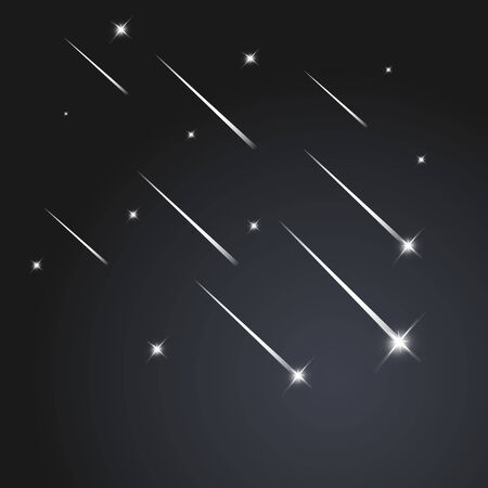 falling stars on black backgroundのイラスト素材