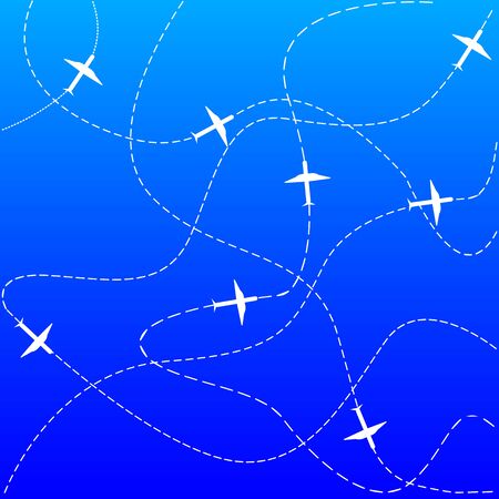 Plane and track icon on a blue backgroundのイラスト素材