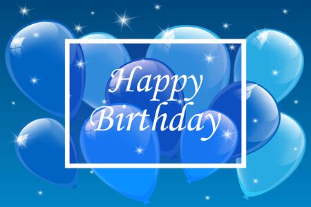 Happy Birthday typography vector design for greeting cards and poster with balloon, confetti, design template for birthday celebration.のイラスト素材