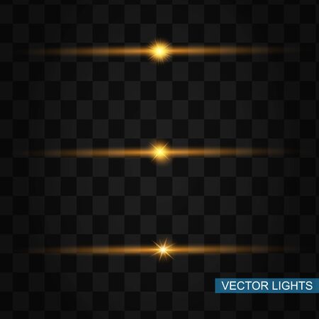 Glow special light effect, flare, star and spark Isolated. Golden Vector lightのイラスト素材