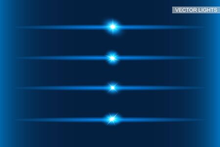 Blue glowing light explodes .Bright Star. Special line flare light effects for design and decor.のイラスト素材