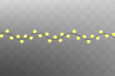 Christmas lights isolated on transparent background. Xmas glowing garland.のイラスト素材