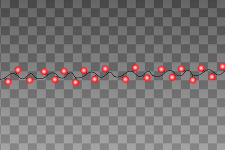 Christmas lights isolated on transparent background. Xmas glowing garlandのイラスト素材