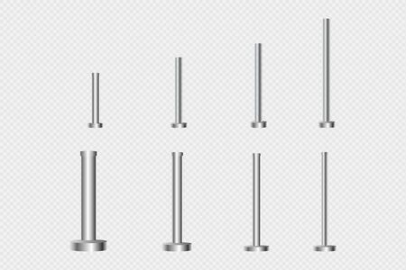 Realistic fencing for exclusive entrance or security zone. Silver barrier with red ribbon for VIP Presentation. Red rope for exhibition halls and car dealerships.のイラスト素材