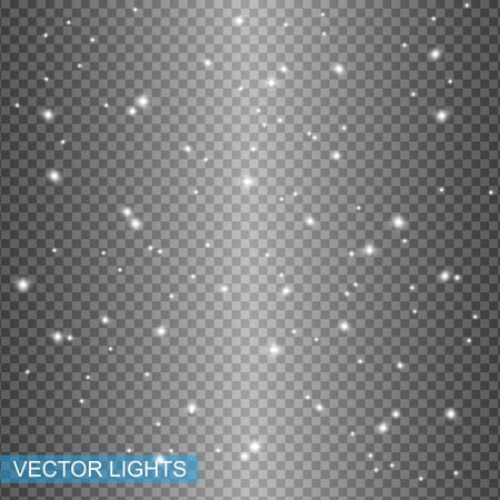 The dust sparks shine with special light. Vector sparkles on a transparent background. Christmas light effect. Sparkling magical dust particles.のイラスト素材