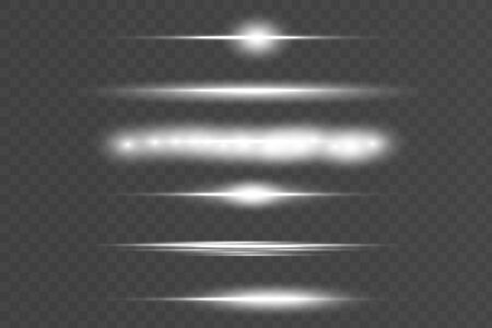 White glowing light explodes on a transparent background. Sparkling magical dust particles. Bright Star. Transparent shining sun, bright flash. Vector sparkles. To center a bright flashのイラスト素材