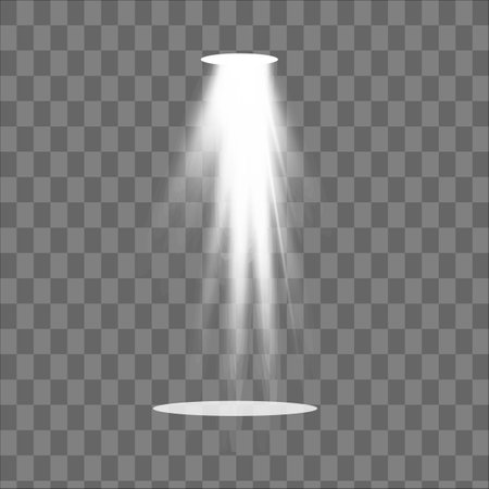 Vector spotlight. Light effect.Glow isolated white transparent light effect. Abstract special effect element design.のイラスト素材