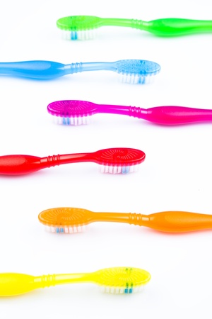 combination of colorful toothbrushes の写真素材