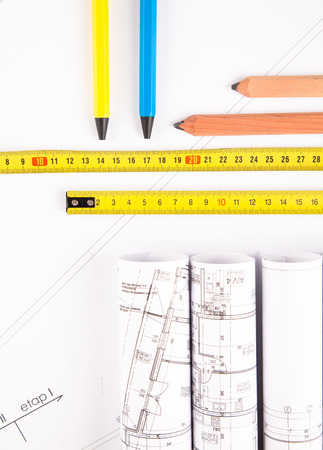 Architect rolls and plansの写真素材