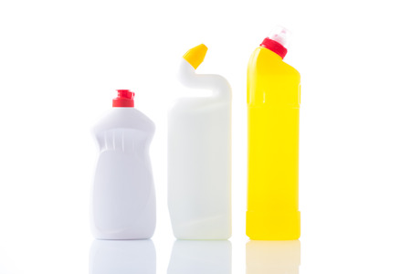 Cleaning items isolated on white の写真素材