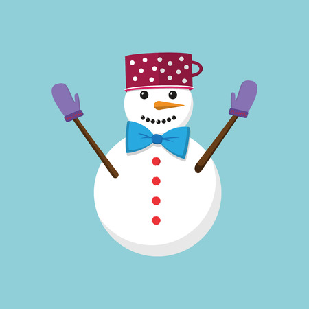 Funny snowman on blue background. Vectorのイラスト素材