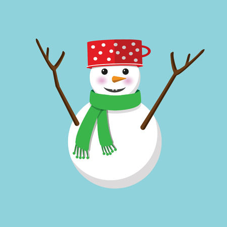 Funny snowman on blue background. Vectorのイラスト素材