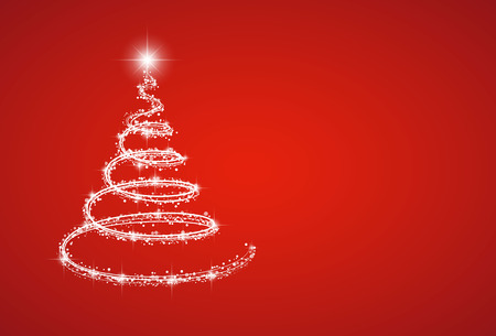 Glossy Christmas tree on red background. Vector.のイラスト素材