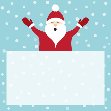Funny Santa Claus on blue background with snowflakes and copy. Vector.のイラスト素材