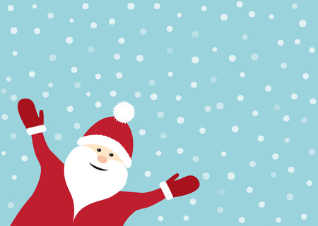 Smiling Santa Claus on blue background with snowflakes. Vector.のイラスト素材