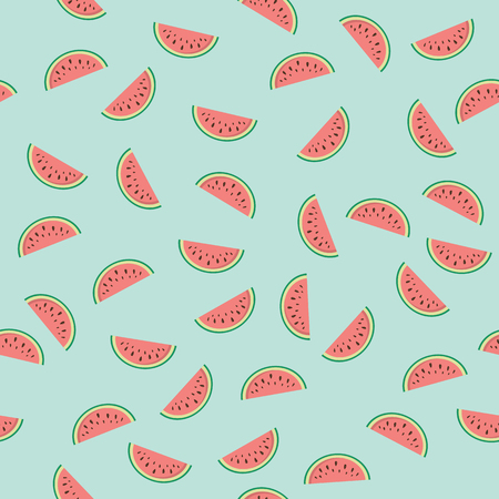 Seamless texture with watermelons on a blue background. Wrapping paper. Vector.のイラスト素材